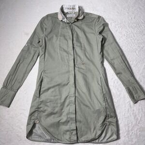 Le‎ Sarte Pettegole Women Sage Green Button Roll tab Shirt Dress Size 38 (Small)